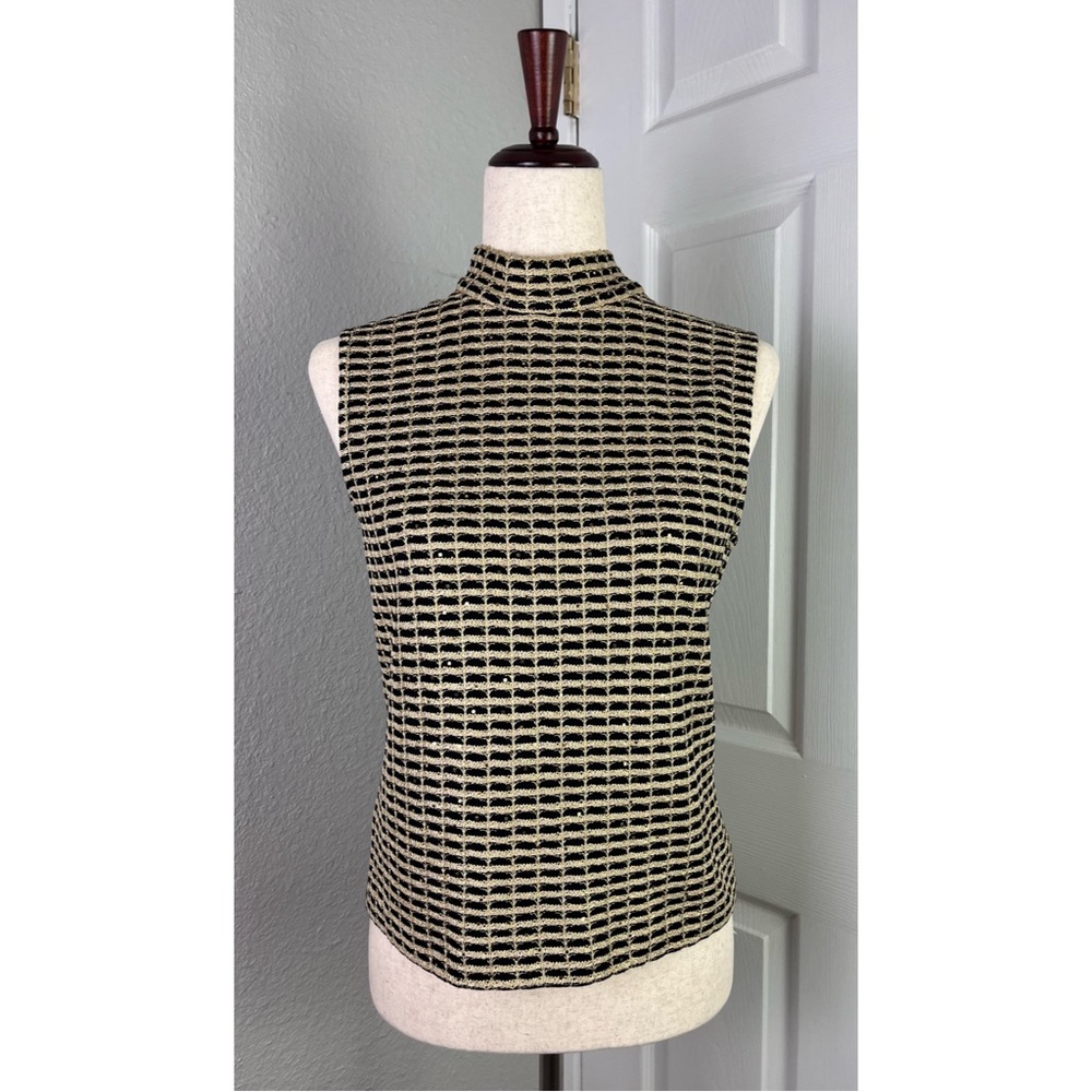ST.JOHN Vintage Gold & Black Sleeveless Blouse - Picture 1 of 7